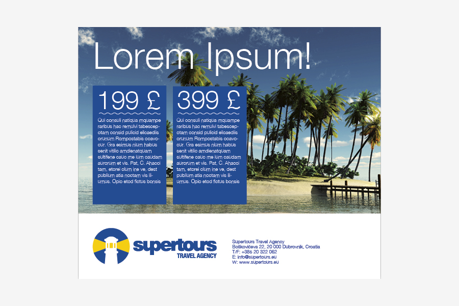 Vizualni identitet turističke agencije supertours, ponuda